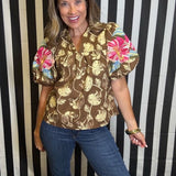 WELL PLAYED EMBROIDERED FLORAL TOP