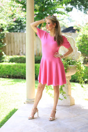 SWEET PARIS CAFE HOT PINK SWEATER DRESS