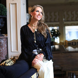 COSMOS WITH THE GIRLS BLACK RUFFLE BLOUSE