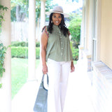 BISTRO CUTIE OLIVE FLUTTER SLEEVE BLOUSE