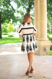 PLAYA DEL PERFECTION CREAM AND BLACK PRINT DRESS