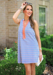 SWEET MOMENTS BLUE STRIPED DRESS