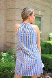 SWEET MOMENTS BLUE STRIPED DRESS