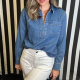 KUT FROM THE KLOTH:  IRIS PULLOVER DENIM SHIRT