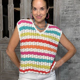 IN STITCHES CROCHET STRIPED SWEATER TOP