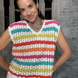 IN STITCHES CROCHET STRIPED SWEATER TOP