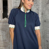 BRUNCH ON THE STRAND NAVY MINI DRESS