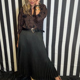 EASY TO LOVE PLEATED MIDI SKIRT - BLACK OR BROWN