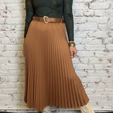 EASY TO LOVE PLEATED MIDI SKIRT - BLACK OR BROWN
