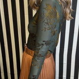 CITY BLOOM MOCK NECK VELVET TOP