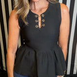MEANT TO BE BLACK PEPLUM TOP