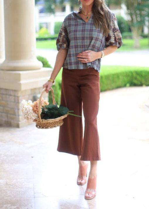 IN HER ELEMENT HIGH WAIST WIDE LEG PANTS - BURGUNDY OR MOCHA