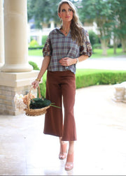 IN HER ELEMENT HIGH WAIST WIDE LEG PANTS - BURGUNDY OR MOCHA
