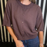 MOCHA MORNINGS BROWN CARDIGAN TOP