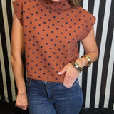DOT YOUR CALENDAR SWEATER TOP - CAMEL OR BURGUNDY