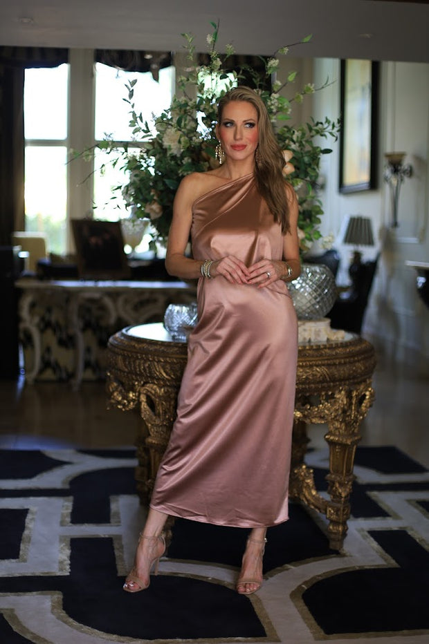 MARTINI MIXER ONE SHOULDER SLIM MAXI DRESS