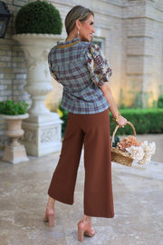 IN HER ELEMENT HIGH WAIST WIDE LEG PANTS - BURGUNDY OR MOCHA
