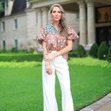 RIGHT ON SCHEDULE COTTON FLORAL BLOUSE
