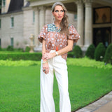 RIGHT ON SCHEDULE COTTON FLORAL BLOUSE