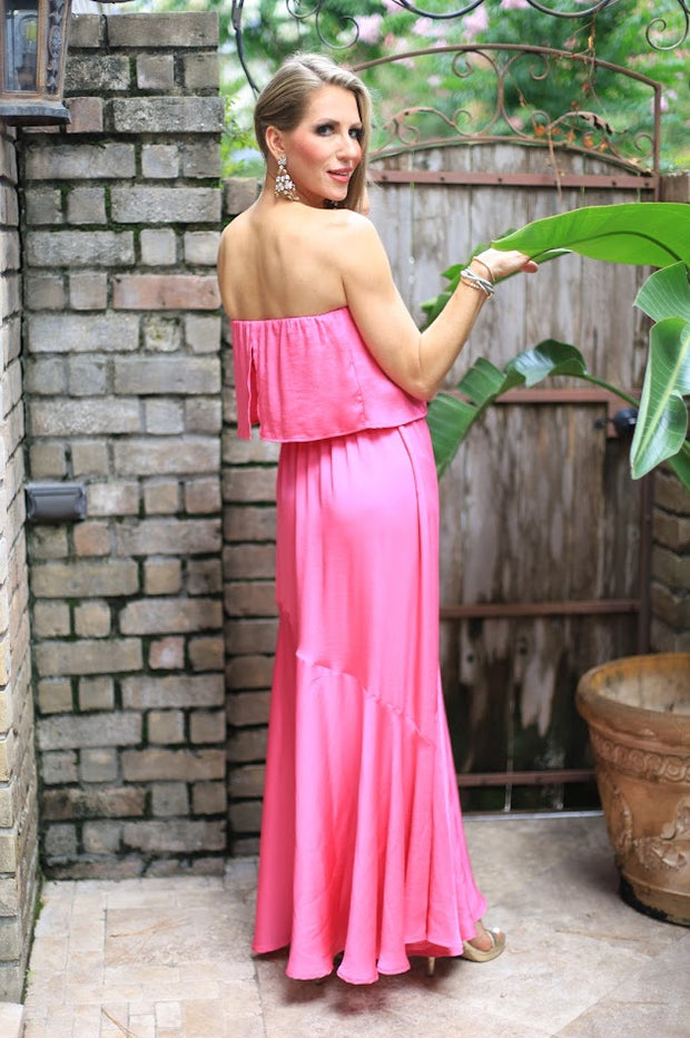 WHAT MAKES YOU HAPPY HOT PINK  STRAPLESS  DRESS