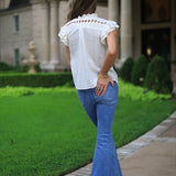 CASUAL DATE CREAM RUFFLE SLEEVE BLOUSE