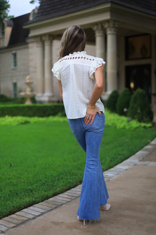 CASUAL DATE CREAM RUFFLE SLEEVE BLOUSE