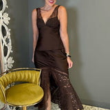 FLIRTATIOUS OUTING LACE SKIRT - BLACK OR BROWN