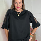 SOMETHING COZY BLACK ORGANZA TOP