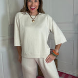 PLAYFULLY YOURS ECRU DRAWSTRING PANTS