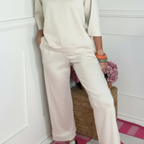 PLAYFULLY YOURS ECRU DRAWSTRING PANTS