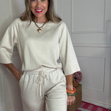 PLAYFULLY YOURS ECRU RAGLAN TOP