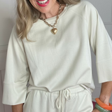 PLAYFULLY YOURS ECRU DRAWSTRING PANTS