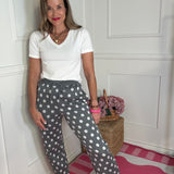 WINE AND UNWIND POLKA DOT BARREL JOGGERS