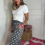 WINE AND UNWIND POLKA DOT BARREL JOGGERS