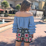 ON THE EDGE PATCHWORK CROCHET SHORTS