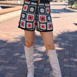 ON THE EDGE PATCHWORK CROCHET SHORTS