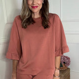 METRO LOUNGE TERRACOTTA RAGLAN SLEEVE TOP