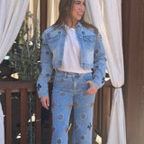 CITY CHIC EMBELLISHED DENIM HIGH RISE STRAIGHT JEANS