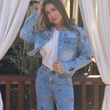 CITY CHIC EMBELLISHED DENIM HIGH RISE STRAIGHT JEANS