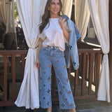 CITY CHIC EMBELLISHED DENIM HIGH RISE STRAIGHT JEANS