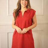 SCHOOL SPIRIT MAROON POLO KNIT MINI DRESS