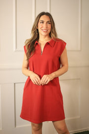 SCHOOL SPIRIT MAROON POLO KNIT MINI DRESS