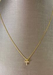 MUSTARD SEED:  DAINTY CROSS NECKLACE - GOLD OR SILVER