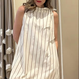 ADORABLE IMPRESSION RUFFLE NECK TIE MINI DRESS