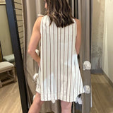 ADORABLE IMPRESSION RUFFLE NECK TIE MINI DRESS