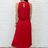 GOT THE GLAM RED PLEATED SLEEVELESS DRESS