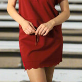 CASUAL PARTY SCALLOP SKIRT WITH HIDDEN SHORTS - BLACK, BURGUNDY OR OLIVE
