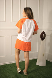 IT'S A TOUCHDOWN ORANGE AND WHITE HENLEY TEE