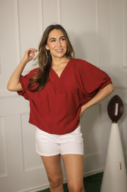 SIDELINE SOCIAL MAROON BLOUSE
