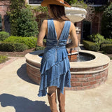 PARTY PLANS DIAGONAL LAYERED HEM DRESS